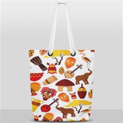 Africa-jungle-ethnic-tribe-travel-seamless-pattern-vector-illustration Full Print Rope Handle Tote (small) by Salman4z