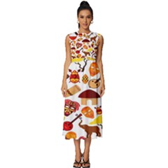 Africa-jungle-ethnic-tribe-travel-seamless-pattern-vector-illustration Sleeveless Round Neck Midi Dress by Salman4z