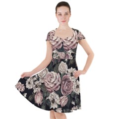 Elegant-seamless-pattern-blush-toned-rustic-flowers Cap Sleeve Midi Dress by Salman4z