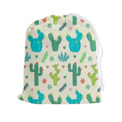 Cactus-succulents-floral-seamless-pattern Drawstring Pouch (2xl) by Salman4z