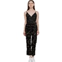 Abstract-math Pattern V-Neck Spaghetti Strap Tie Front Jumpsuit View1