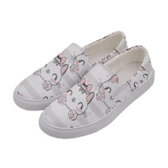 Cat-with-bow-pattern Women s Canvas Slip Ons by Salman4z