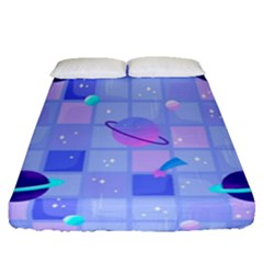 Seamless-pattern-pastel-galaxy-future Fitted Sheet (queen Size) by Salman4z