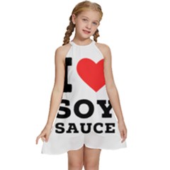 I Love Soy Sauce Kids  Halter Collar Waist Tie Chiffon Dress by ilovewhateva