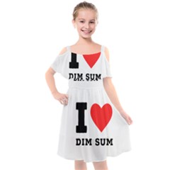 I Love Dim Sum Kids  Cut Out Shoulders Chiffon Dress by ilovewhateva