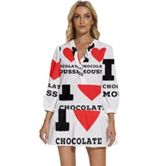 I Love Chocolate Mousse V-neck Placket Mini Dress by ilovewhateva