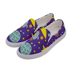 Card-with-lovely-planets Women s Canvas Slip Ons by Salman4z