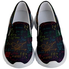 Mathematical-colorful-formulas-drawn-by-hand-black-chalkboard Kids Lightweight Slip Ons by Salman4z