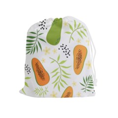 Seamless-tropical-pattern-with-papaya Drawstring Pouch (xl) by Salman4z