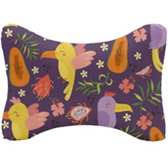 Exotic-seamless-pattern-with-parrots-fruits Seat Head Rest Cushion by Salman4z