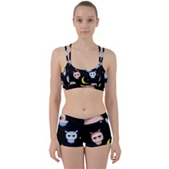 Cute-owl-doodles-with-moon-star-seamless-pattern Perfect Fit Gym Set by Salman4z