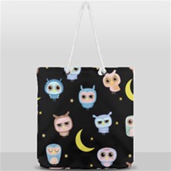 Cute-owl-doodles-with-moon-star-seamless-pattern Full Print Rope Handle Tote (large) by Salman4z