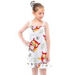 Seamless-pattern-vector-owl-cartoon-with-bugs Kids  Overall Dress by Salman4z