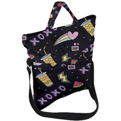 Cute-girl-things-seamless-background Fold Over Handle Tote Bag by Salman4z