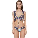 Owl-stars-pattern-background Low Cut Ruffle Edge Bikini Set View1
