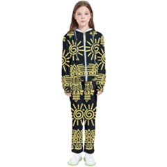 Maya-style-gold-linear-totem-icons Kids  Tracksuit by Salman4z