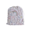 Seamless-pattern-with-cute-rabbit-character Drawstring Pouch (Large) View1