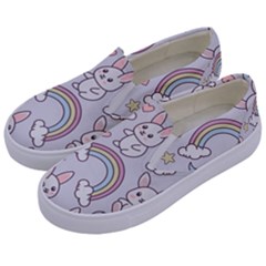 Seamless-pattern-with-cute-rabbit-character Kids  Canvas Slip Ons by Salman4z