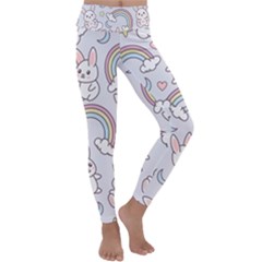 Seamless-pattern-with-cute-rabbit-character Kids  Lightweight Velour Classic Yoga Leggings by Salman4z