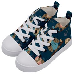 Seamless-pattern-owls-dreaming Kids  Mid-top Canvas Sneakers by Salman4z