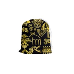 Golden-indian-traditional-signs-symbols Drawstring Pouch (small) by Salman4z