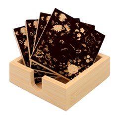 Floral-folk-fashion-ornamental-embroidery-pattern Bamboo Coaster Set by Salman4z