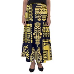 American-golden-ancient-totems Flared Maxi Skirt by Salman4z