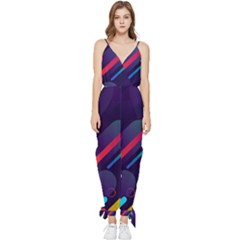 Colorful-abstract-background Sleeveless Tie Ankle Chiffon Jumpsuit by Salman4z