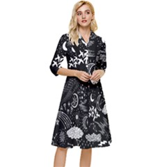 Vector-set-sketch-drawn-with-space Classy Knee Length Dress by Salman4z