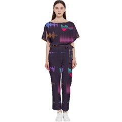 Colorful-sound-wave-set Batwing Lightweight Chiffon Jumpsuit by Salman4z