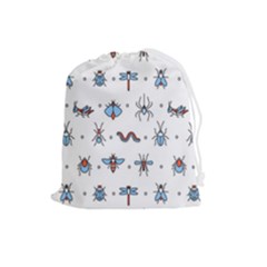 Insects-icons-square-seamless-pattern Drawstring Pouch (large) by Salman4z