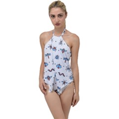 Insects-icons-square-seamless-pattern Go With The Flow One Piece Swimsuit by Salman4z