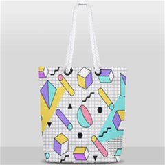 Tridimensional-pastel-shapes-background-memphis-style Full Print Rope Handle Tote (small) by Salman4z