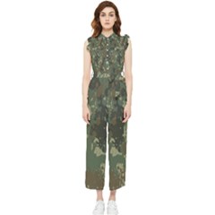 Camouflage-splatters-background Women s Frill Top Chiffon Jumpsuit by Salman4z
