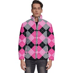Seamless-argyle-pattern Men s Puffer Bubble Jacket Coat by Salman4z