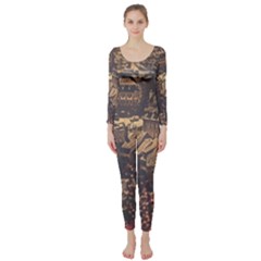 Vintage Cityscape City Retro Old Long Sleeve Catsuit by Salman4z