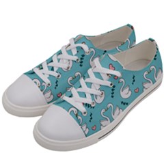 Elegant Swan Pattern Design Women s Low Top Canvas Sneakers by pakminggu