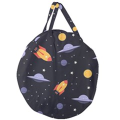 Cosmos Rockets Spaceships Ufos Giant Round Zipper Tote by pakminggu