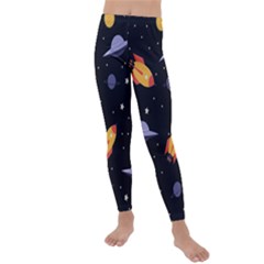 Cosmos Rockets Spaceships Ufos Kids  Lightweight Velour Leggings by pakminggu