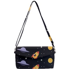 Cosmos Rockets Spaceships Ufos Removable Strap Clutch Bag by pakminggu