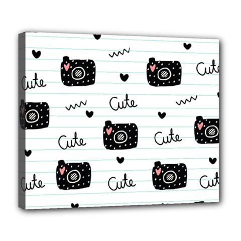 Cute Cameras Doodles Hand Drawn Deluxe Canvas 24  X 20  (stretched) by pakminggu