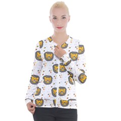 Lion Heads Pattern Design Doodle Casual Zip Up Jacket by pakminggu
