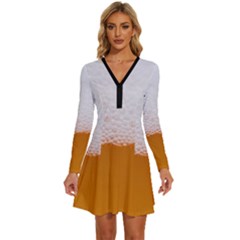 Beer Foam Bubbles Alcohol Glass Long Sleeve Deep V Mini Dress  by pakminggu