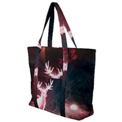 Deer Animal Moon Planet Space Fantasy Zip Up Canvas Bag by pakminggu
