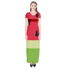 Watermelon Fruit Food Healthy Vitamins Nutrition Short Sleeve Maxi Dress by pakminggu