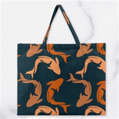 Background Pattern Texture Design Wallpaper Fish Zipper Large Tote Bag by pakminggu