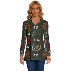 Art Halloween Pattern Creepy Design Digital Papers Long Sleeve Drawstring Hooded Top by pakminggu