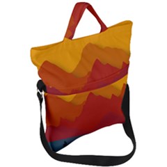 Mountain Forest Nature Scenery Art Mountains Fold Over Handle Tote Bag by pakminggu