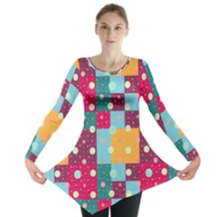 Background Pattern Texture Design Dots Wallpaper Long Sleeve Tunic  by pakminggu