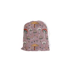 Mushrooms Autumn Fall Pattern Seamless Decorative Drawstring Pouch (xs) by pakminggu